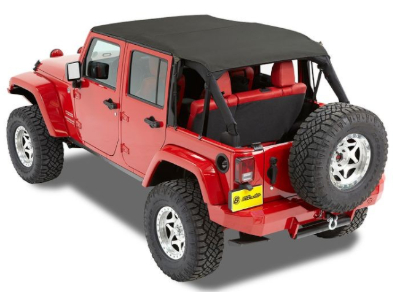 BIKINI TOP WRANGLER JK 10-18 4DR CABLE-STYLE DIAMANT NOIR